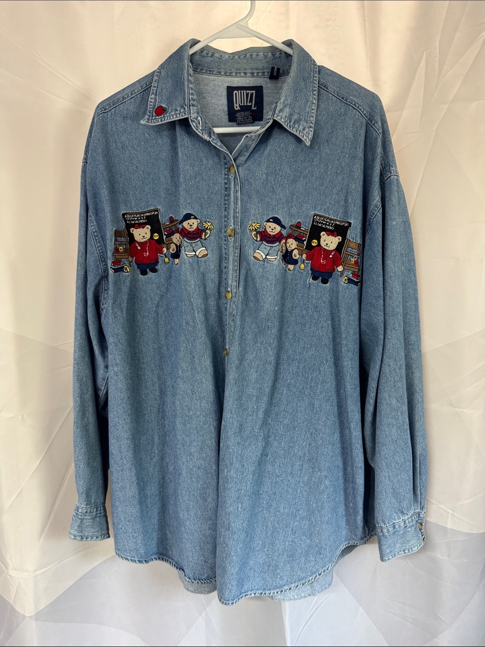 Quizz Size 20 Teachers Themed Denim Long Sleeve Button Down